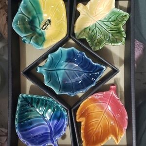 Japan the art of tableware utsuwa-no-yakata Handpaint Leaf Shape Sauce Dish